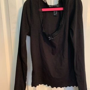 black top with lace and ruffle